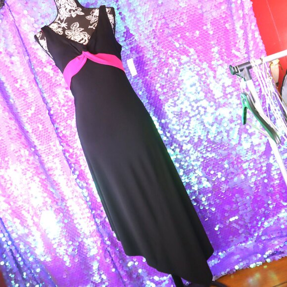 NWT Y2K FORMAL DRESS 8 Bisou Bisou Black Hot Pink Prom Homecoming NYE Party Cute - Picture 12 of 14